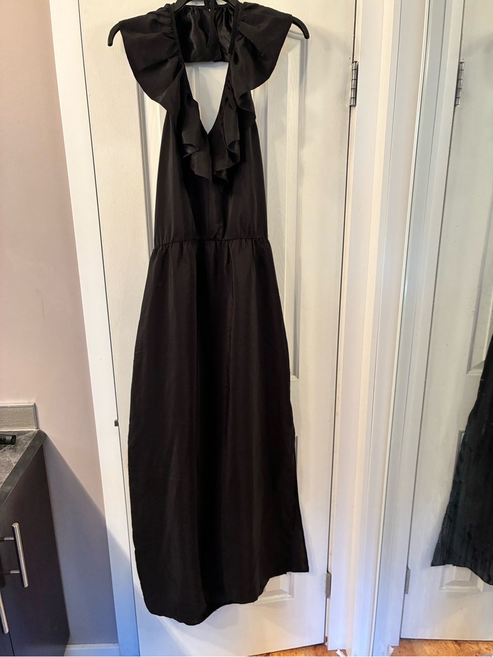 Amanda Uprichard black silk maxi dress